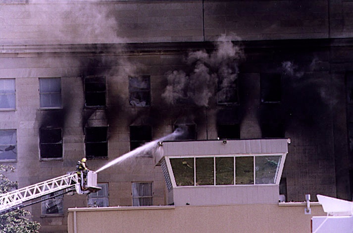 Firefighters Battle Blaze at the Pentagon After 9/11 Terrorist Attack