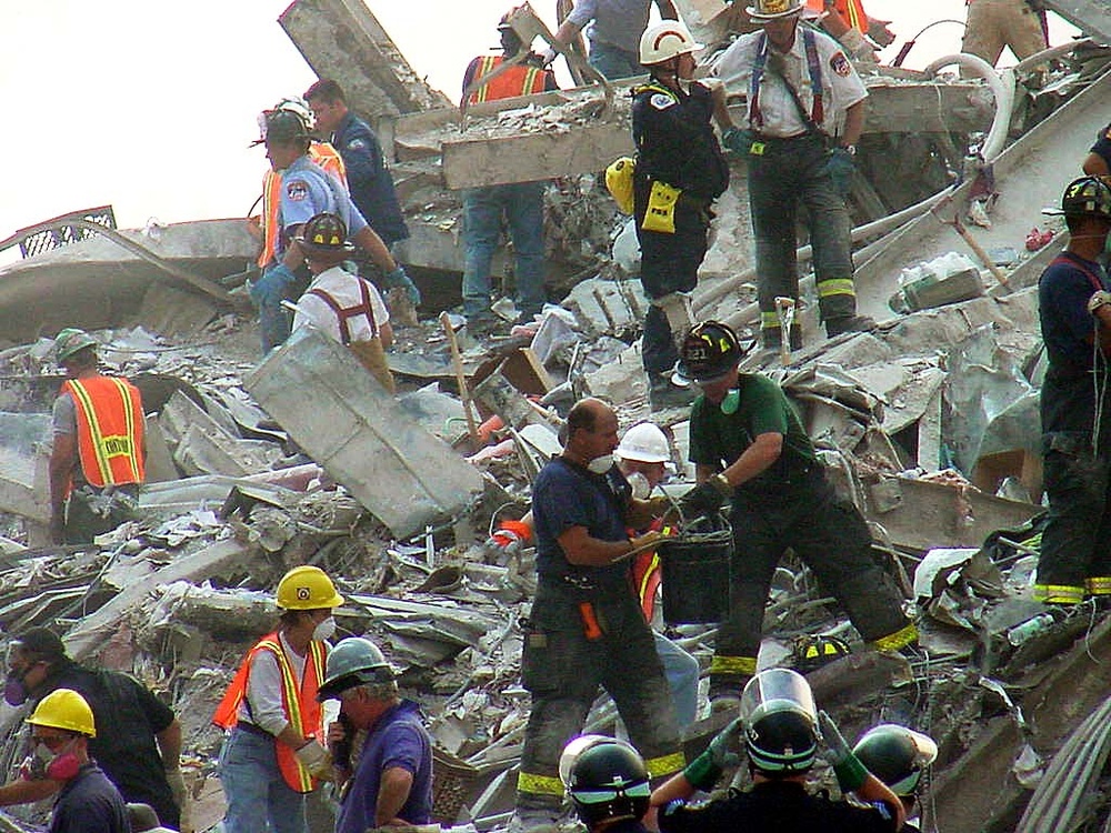 Rescuers Search for Survivors in Rubble of South Tower After 9/11 Attack