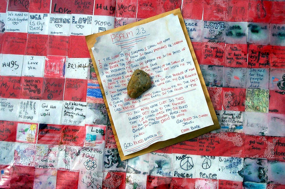 Handwritten Psalm 23 Left at 9/11 Pentagon Memorial