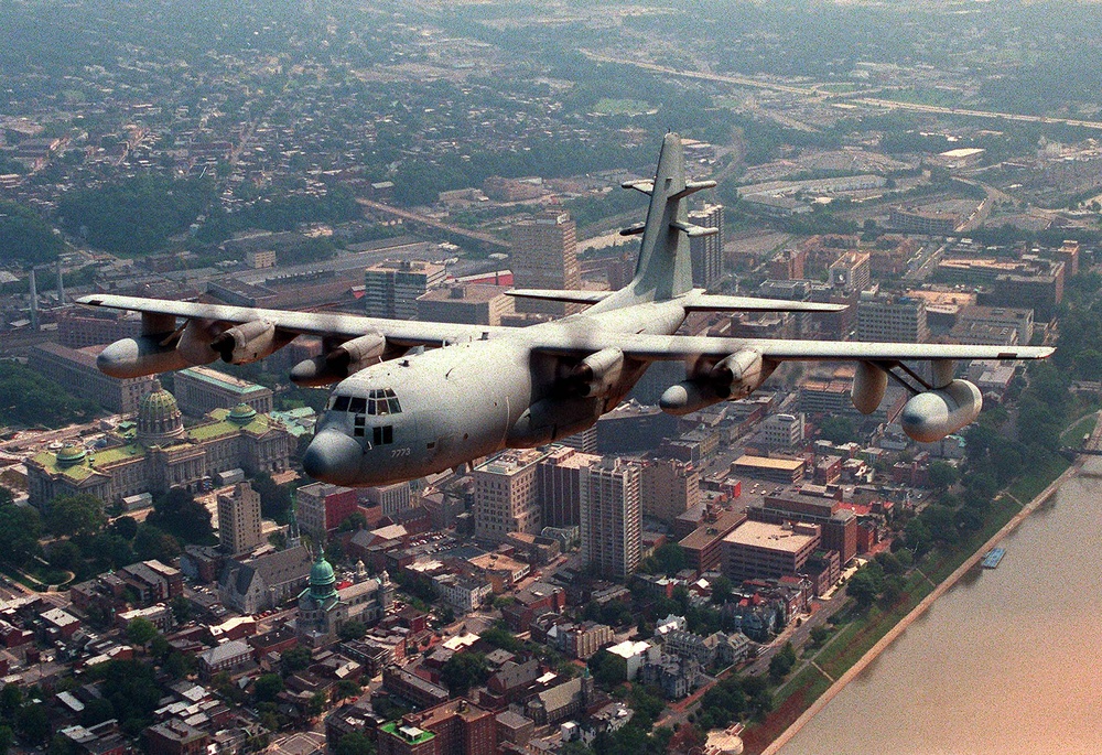 Pennsylvania National Guard's Commando Solo II Flies Over Harrisburg