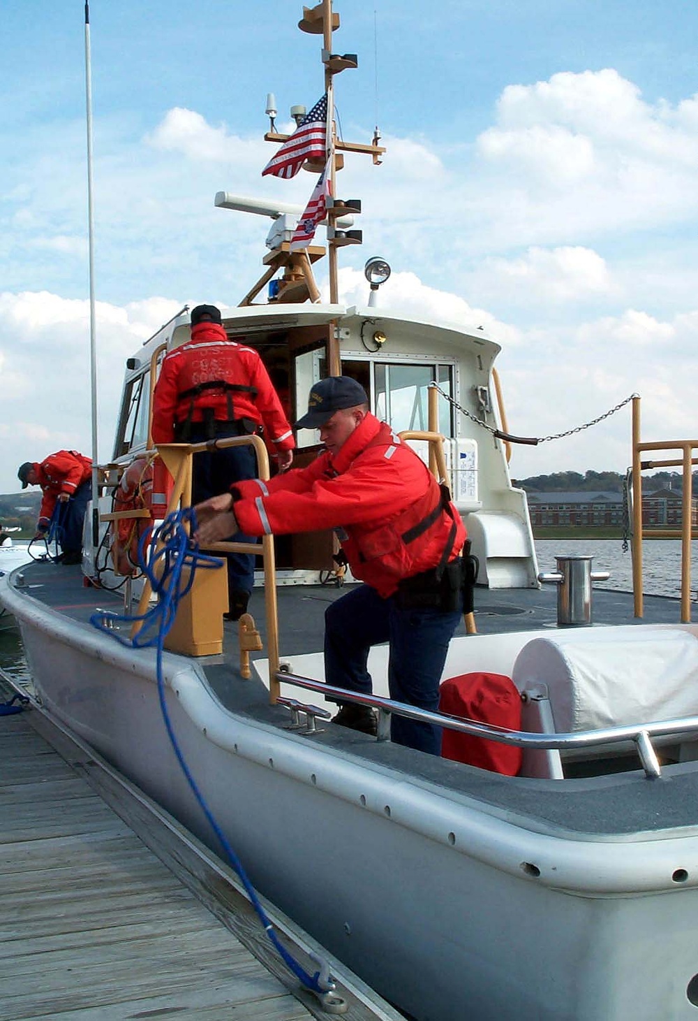 Coast Guard Petty Officer Prepares Patrol Boat for Next Mission