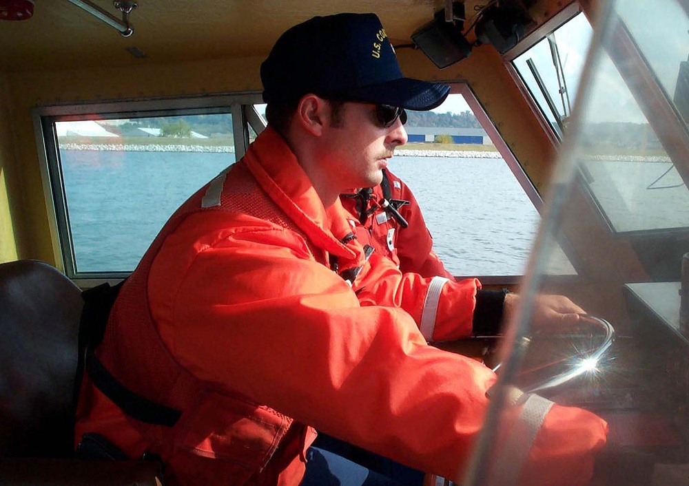 Coast Guard Patrol Boat Navigates Potomac River During Homeland Security Demo