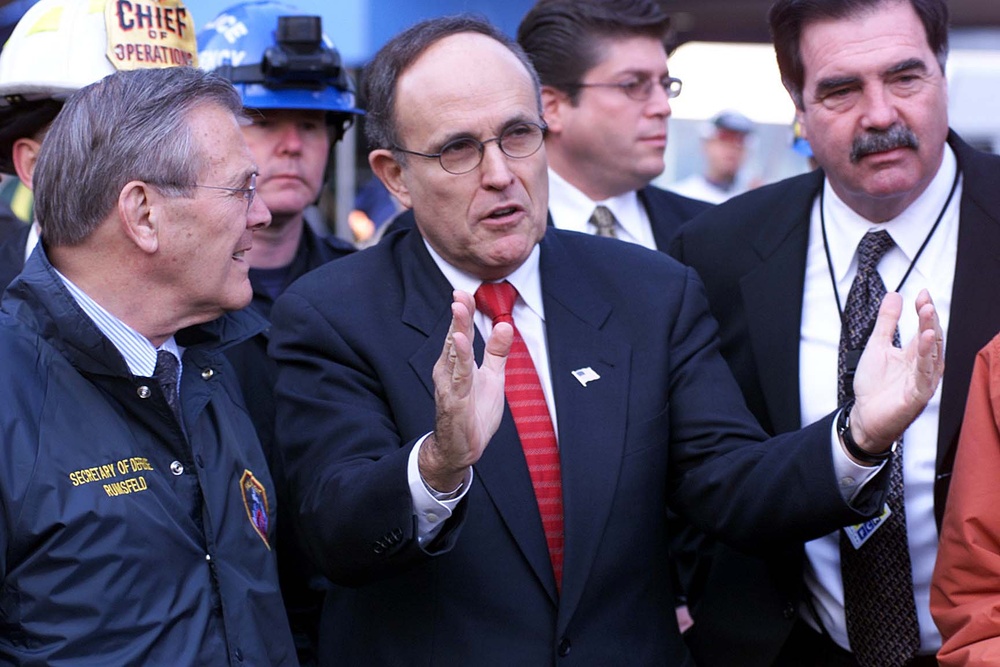 Rumsfeld Visits Ground Zero, Gets Update from Giuliani