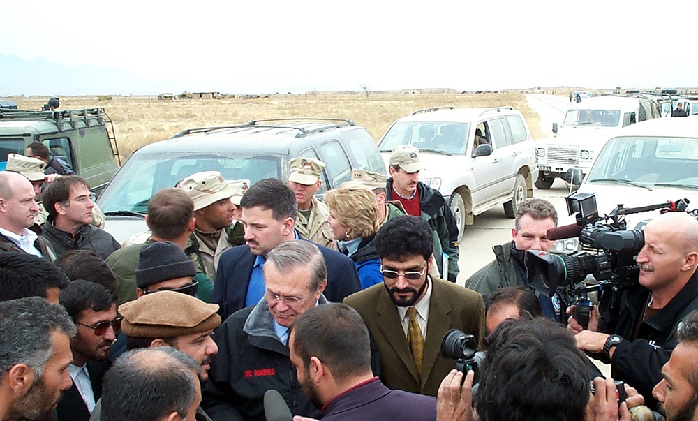 Rumsfeld Visits Bagram Air Base in Afghanistan