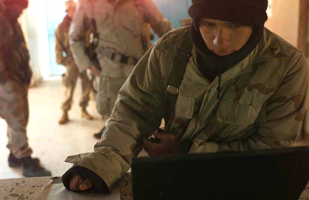Marine Checks Email from Kandahar in 2002