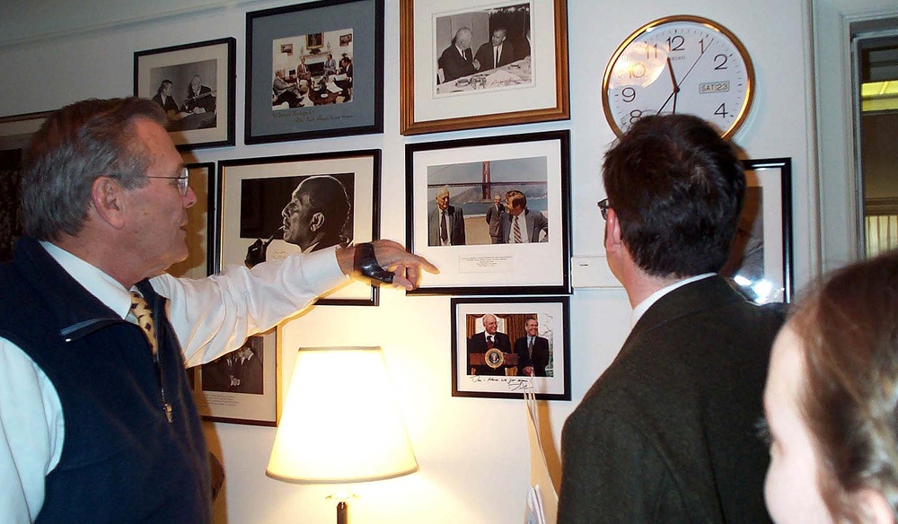 Rumsfeld Shares Historical Photo with Young Reporters