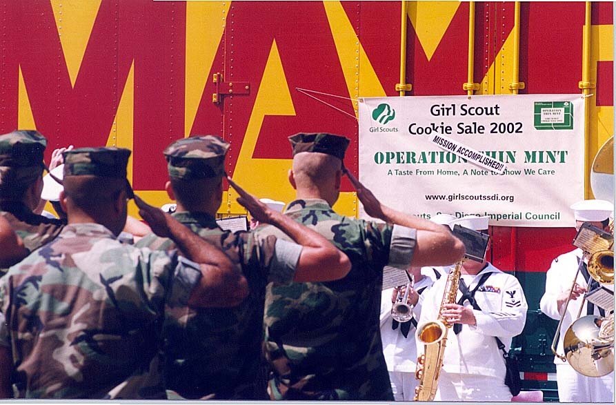 Navy Band, Marines Send Off First Shipment of Girl Scout Cookies
