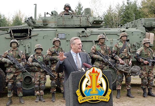 Rumsfeld Touts Army's New Stryker Vehicles at Fort Lewis