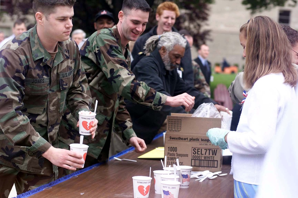 Military Personnel Enjoy Patriotic Ice Cream at the Pentagon