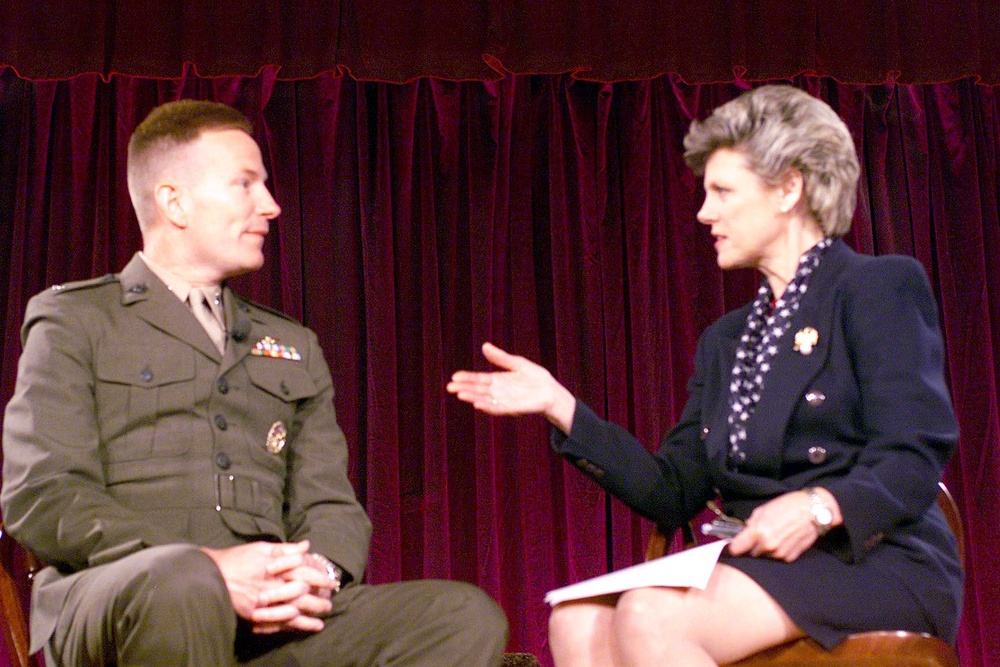 Marine Corps Officer Discusses Patriotism with TV Reporter
