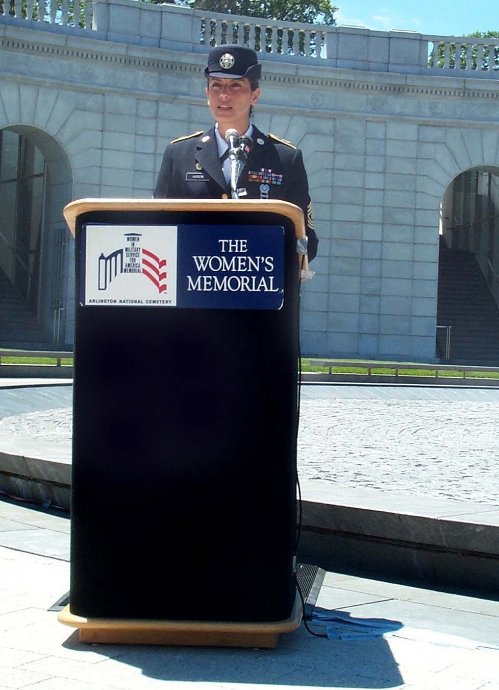 Army Sgt. Maj. Diana Huron Speaks at Women in Military Service Memorial