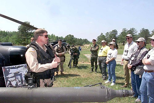 Army Special Ops Soldier Briefs Civilian Leaders on Helicopter Ops at Fort Bragg