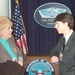 Dean Chats with High School Student During Pentagon Tour