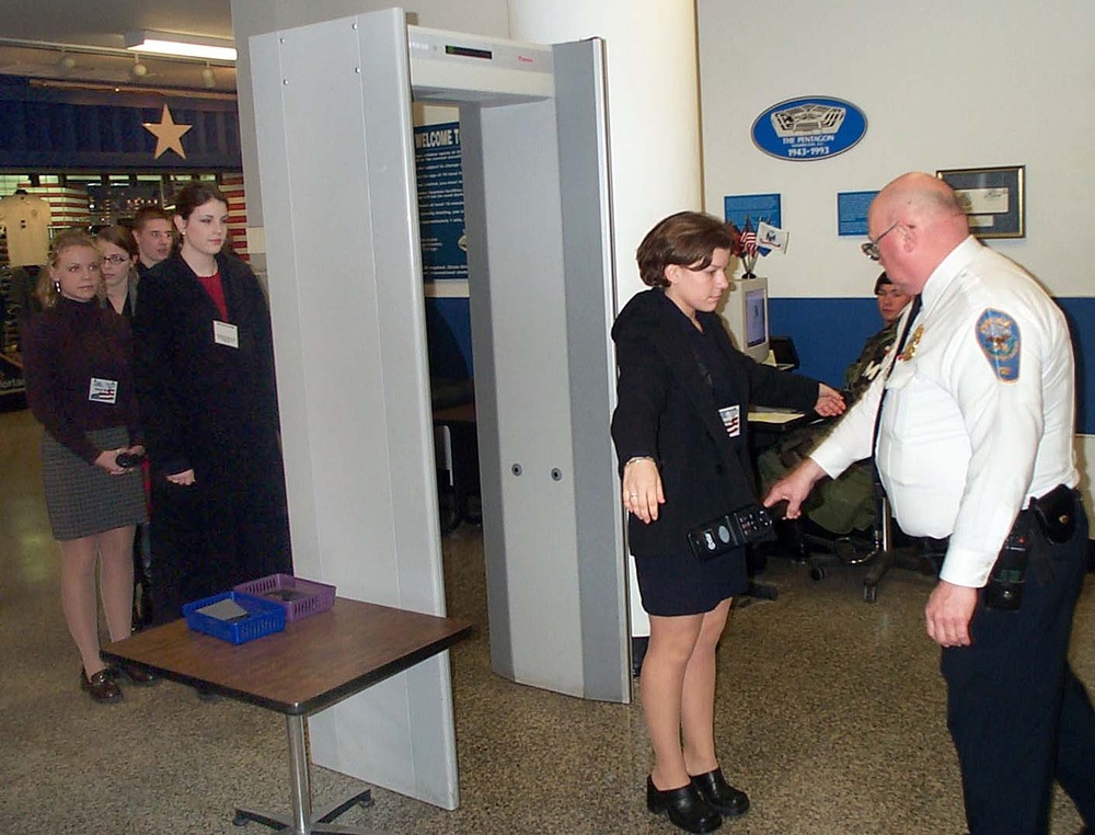 Pentagon Security Checks Visitor with Metal Detector