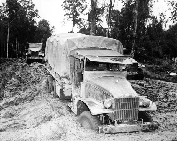 Red Ball Express Truck Stuck in Mud During WWII