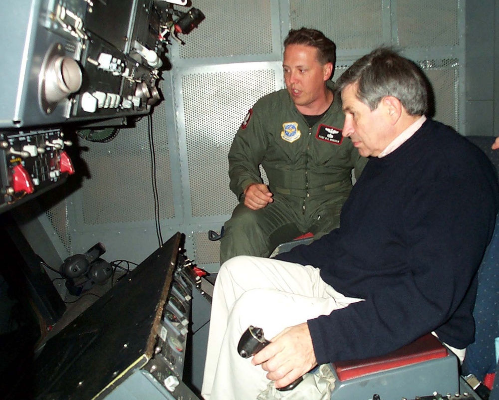 Wolfowitz Learns Refueling Boom Controls from Tech Sgt. Burdick on KC-10 Flight