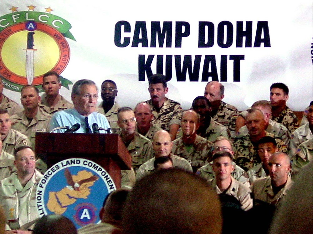 Rumsfeld Visits Troops in Kuwait Ahead of Talks with Pakistani, Indian Leaders