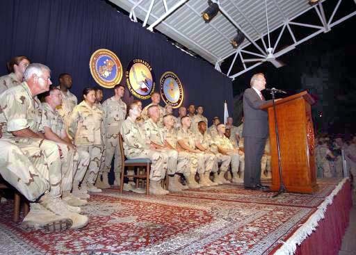 Rumsfeld Visits Troops in Bahrain During Gulf Tour