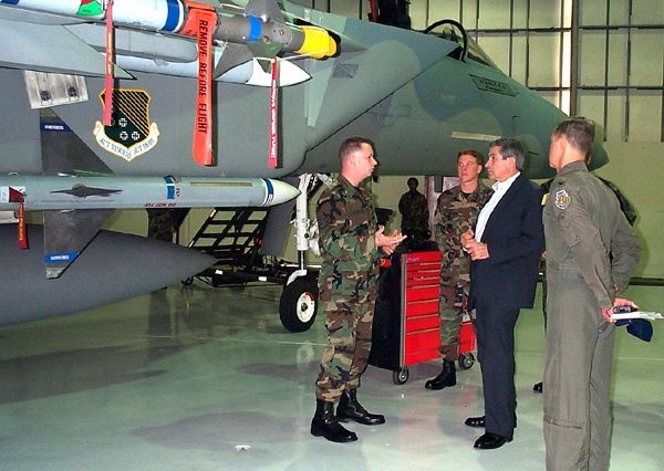 F-15 Maintenance Crew Briefs Deputy Defense Secretary at Langley Air Force Base
