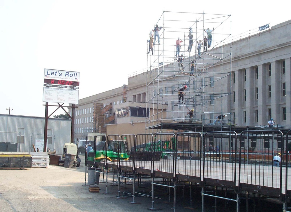 Workers Erect Scaffold for 9/11 Ceremony at the Pentagon