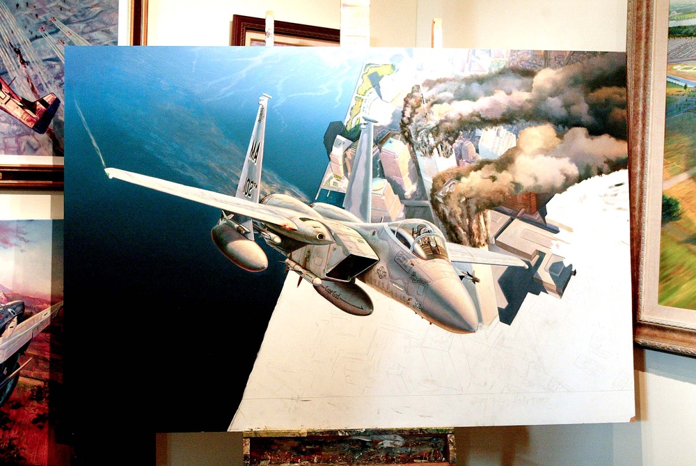 F-15 Fighter Patrols Skies Over Ground Zero After 9/11 Attacks