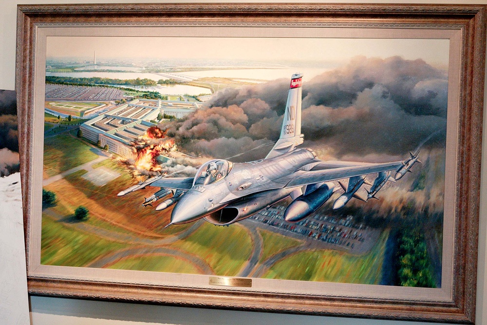 North Dakota F-16 Soars Over Burning Pentagon on 9/11