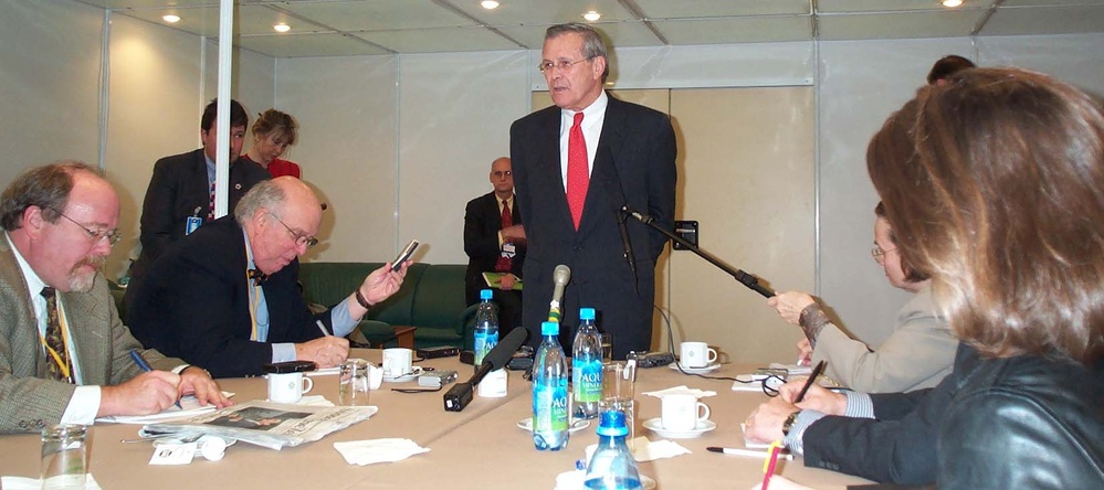 Rumsfeld Briefs NATO Allies on Iraq Intel in Warsaw