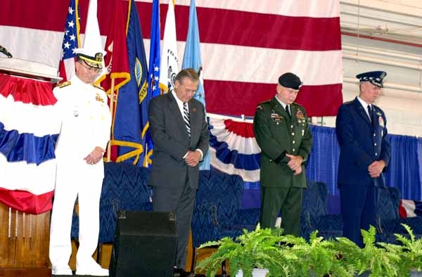 Top Military Leaders Bow Heads During Change of Command Ceremony