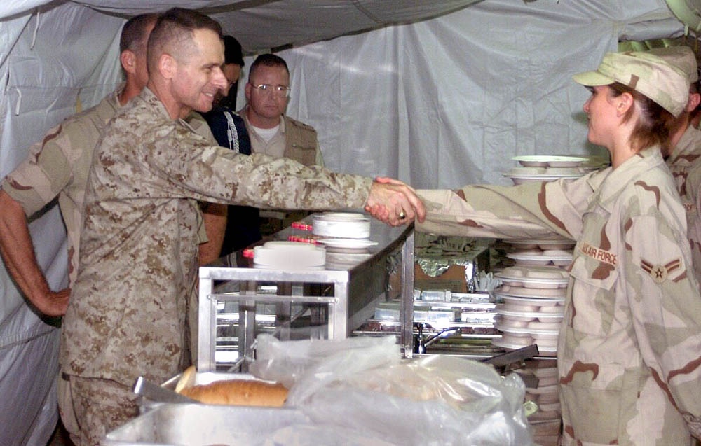 Marine Gen. Pace Shares Meal with Coalition Forces in Afghanistan
