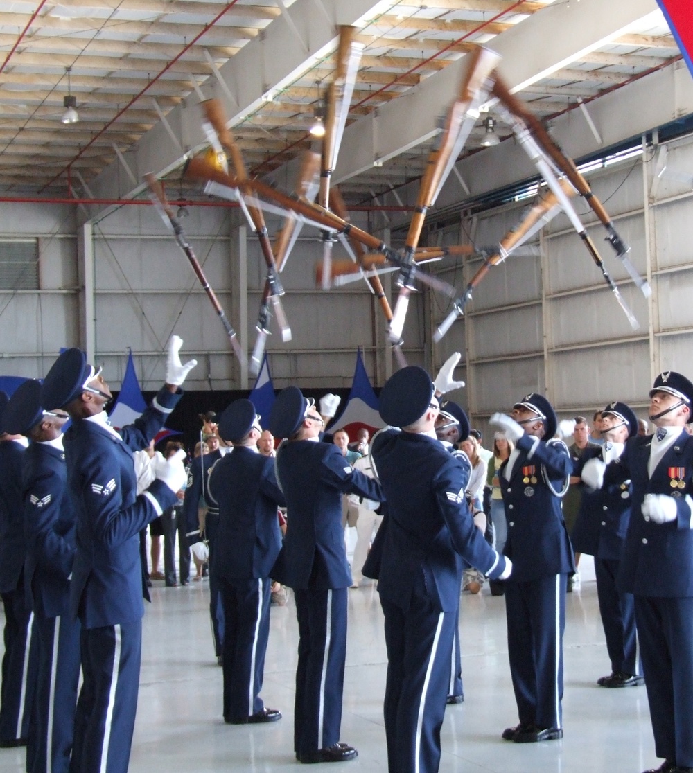 Air Force Honor Guard Performs Rifle Drill at Miami Airport