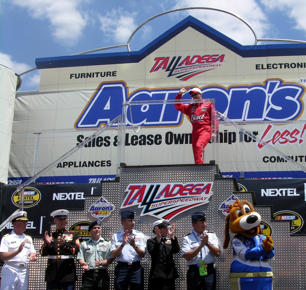 Troops Cheer as Dale Earnhardt Jr. Takes the Stage at Talladega