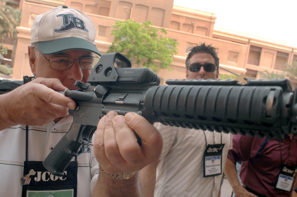 Civilian Visitor Learns About Marine Security Weapons in Bahrain