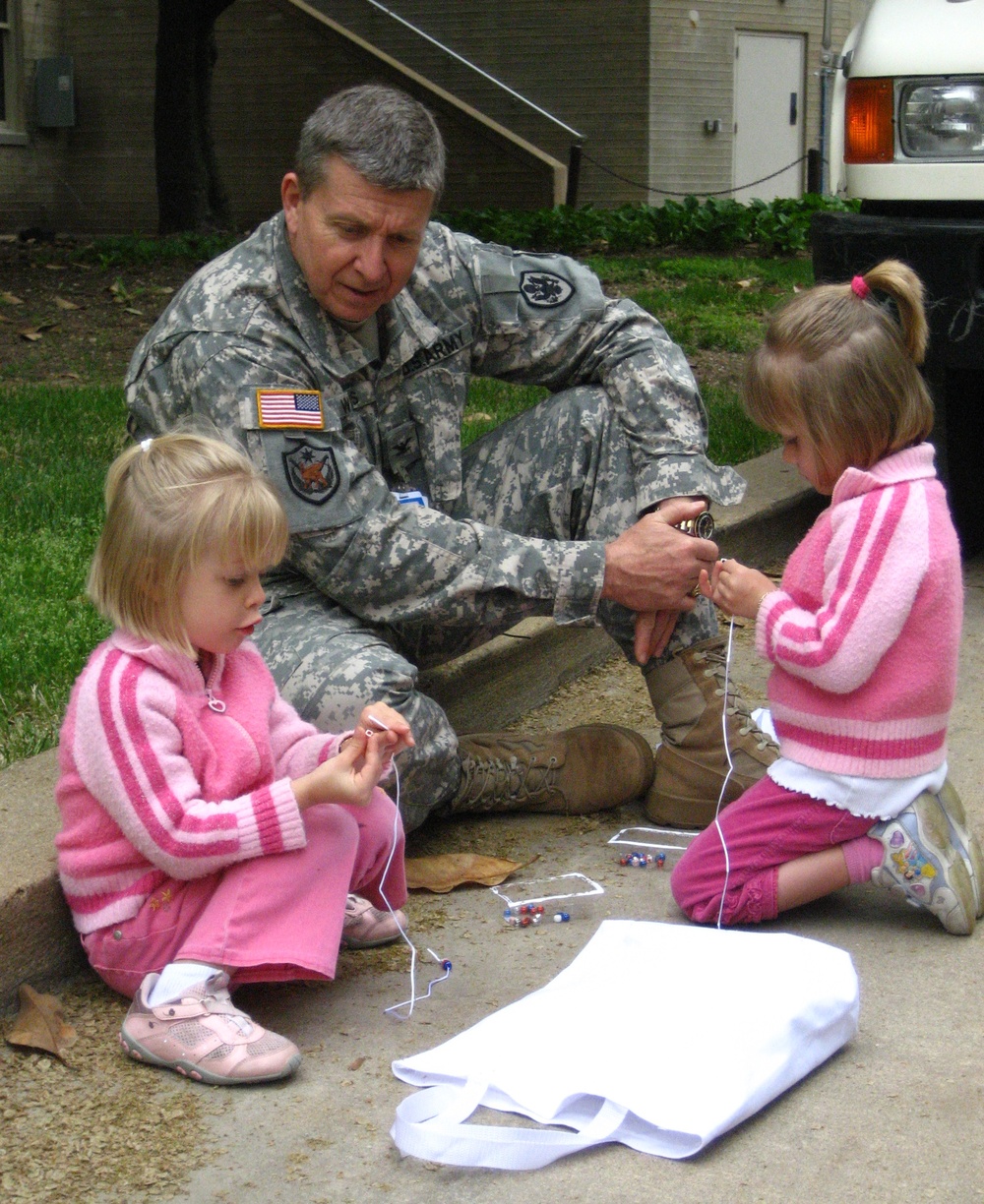 Army Colonel Bonds with Daughters at 'Take Our Kids to Work Day'