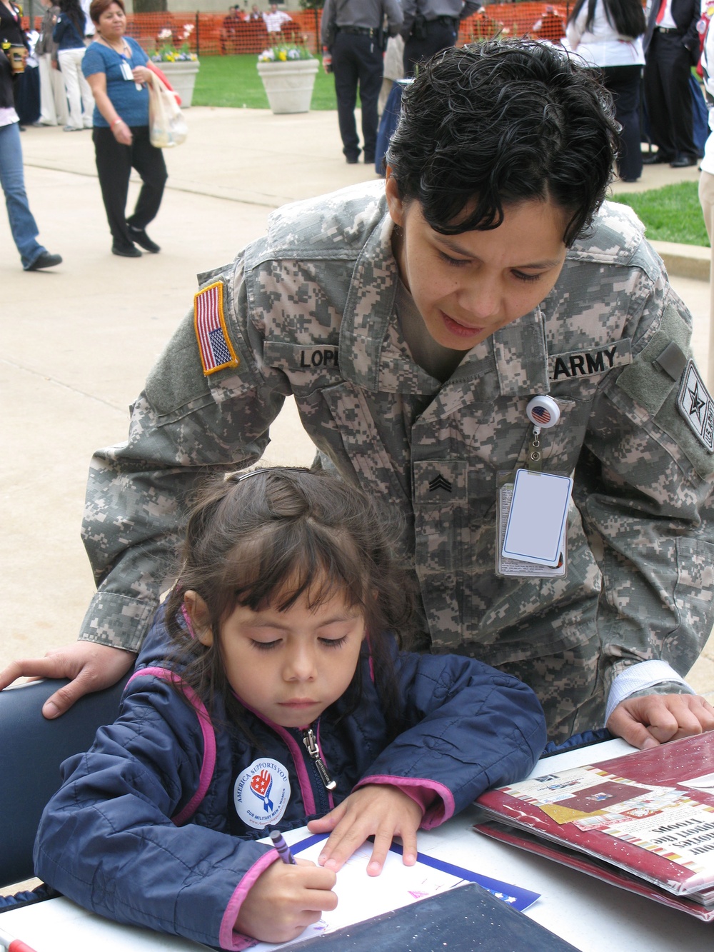 Sgt. Maria Lopez Bonds with Daughter Paula at Pentagon's 'Take Our Daughters and Sons to Work Day'