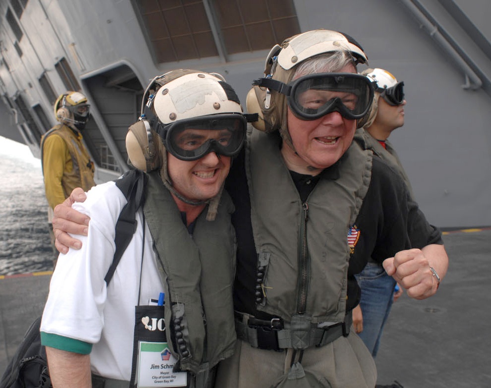 Joint Civilian Orientation Conference Members Pose for Photos After USS Eisenhower Tour