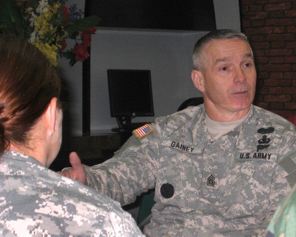 Senior Enlisted Advisor Engages with Troops Over Breakfast in Okinawa