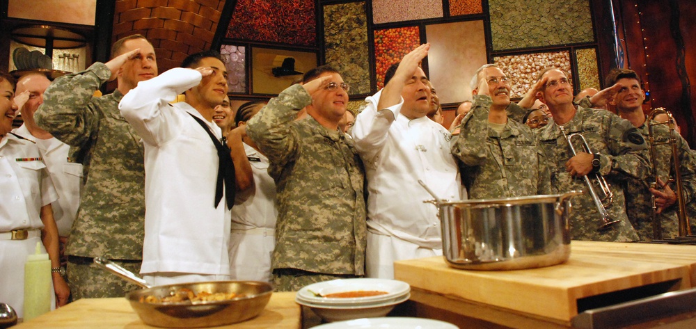 Emeril Lagasse Salutes Armed Forces at 'Army-Navy Cookoff' Filming
