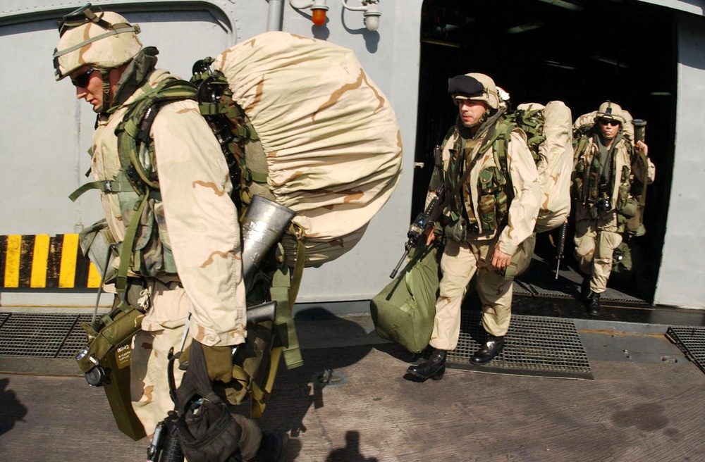 Marines Deploy from USS Bataan to War Zone