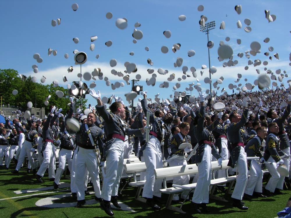 U.S. Military Academy Class of 2005 Celebrates Commissioning with Traditional Hat Toss