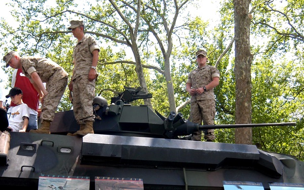 Marines Showcase Light Armored Vehicle to Curious Civilians