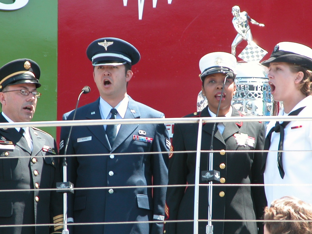 Servicemembers Sing National Anthem at Indianapolis 500