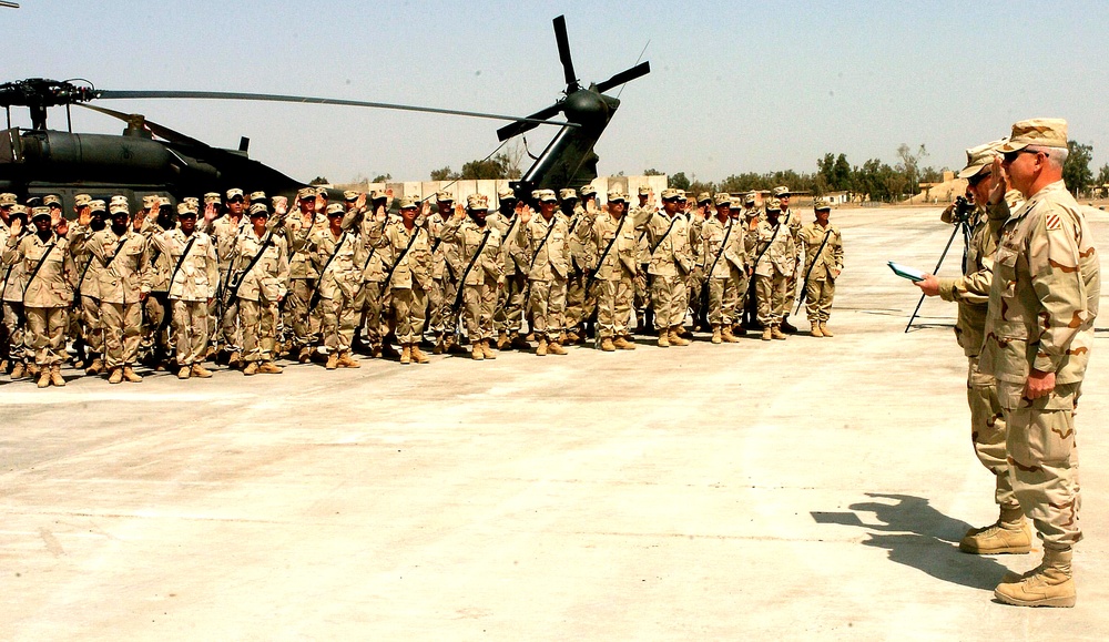 U.S. Army Commanders Administer Oath to Soldiers at Camp Taji, Iraq