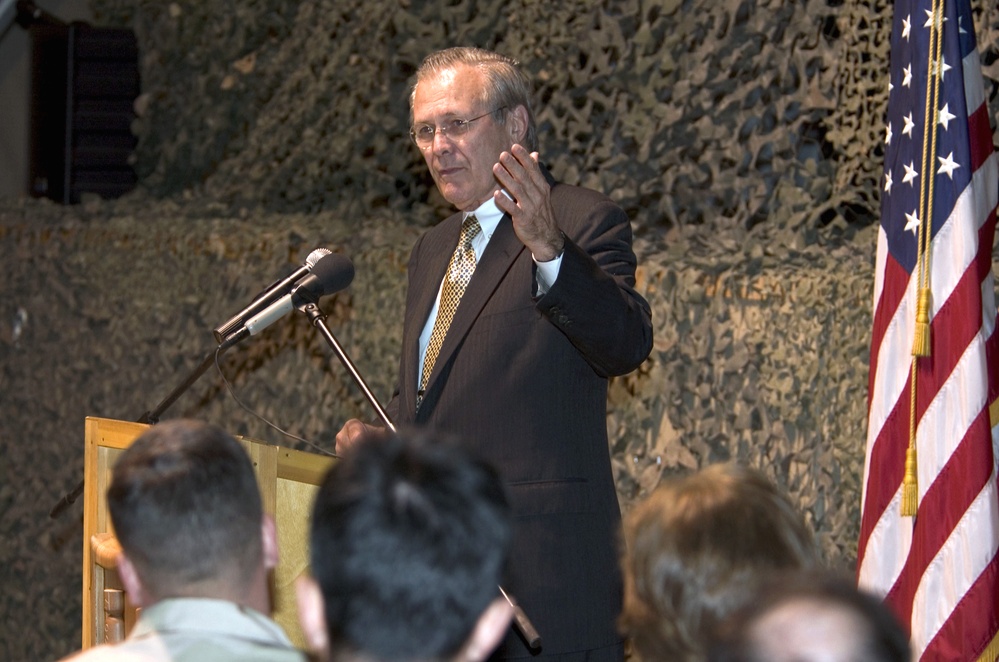 Rumsfeld Visits Troops at Manas Air Base in Kyrgyzstan
