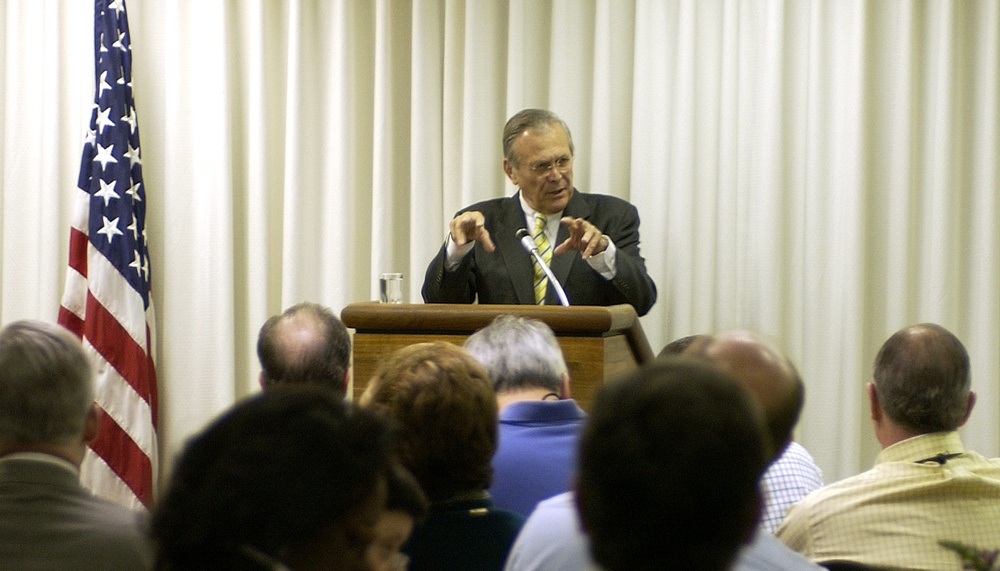 Rumsfeld Briefs Civilian Leaders on Defense Issues at Pentagon