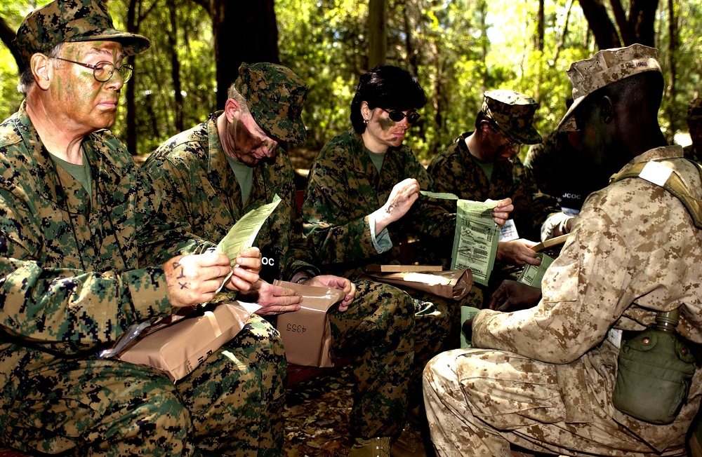 Marine Recruit Teaches JCOC Members to Use MRE Heater Pack