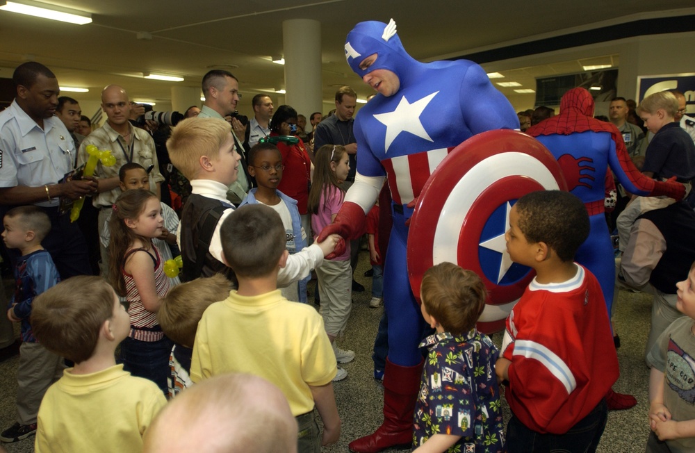 Marvel Superheroes Greet Military Families at Comic Book Unveiling