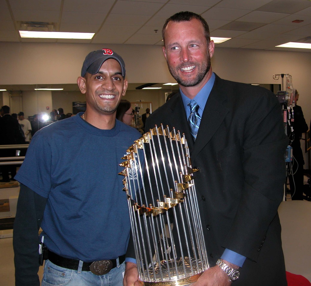 Red Sox World Series Trophy Visits Wounded Soldier at Walter Reed
