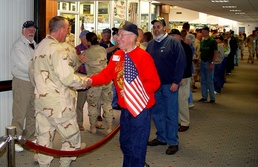 Greeters Welcome Troops Home at Bangor Airport