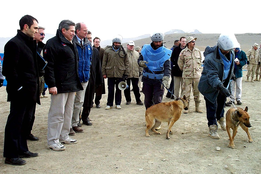 Wolfowitz Observes Afghan Mine-Clearing Specialists and Dogs