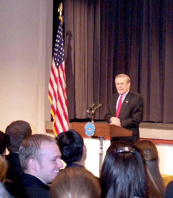 Rumsfeld Addresses High School Students at Pentagon